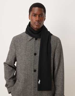 Polo Ralph Lauren Polo Ralph Lauren icon logo cotton knit scarf in black/cream CO-ORD