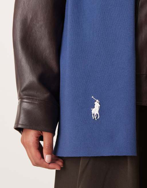 Polo Ralph Lauren icon logo cotton knit scarf in navy, 2 of 3
