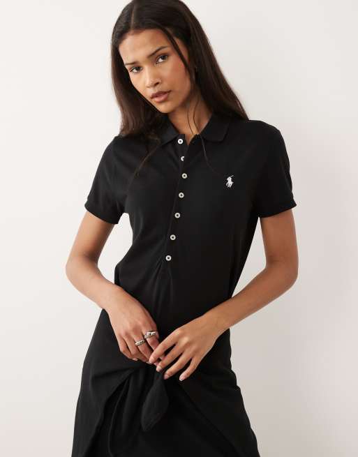 Polo Ralph Lauren icon logo cotton polo dress in black | ASOS