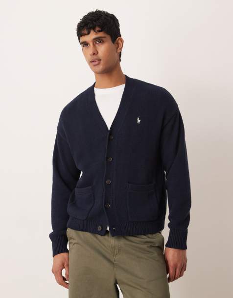 Polo Ralph Lauren icon logo cotton relaxed fit cardigan in navy - view 1