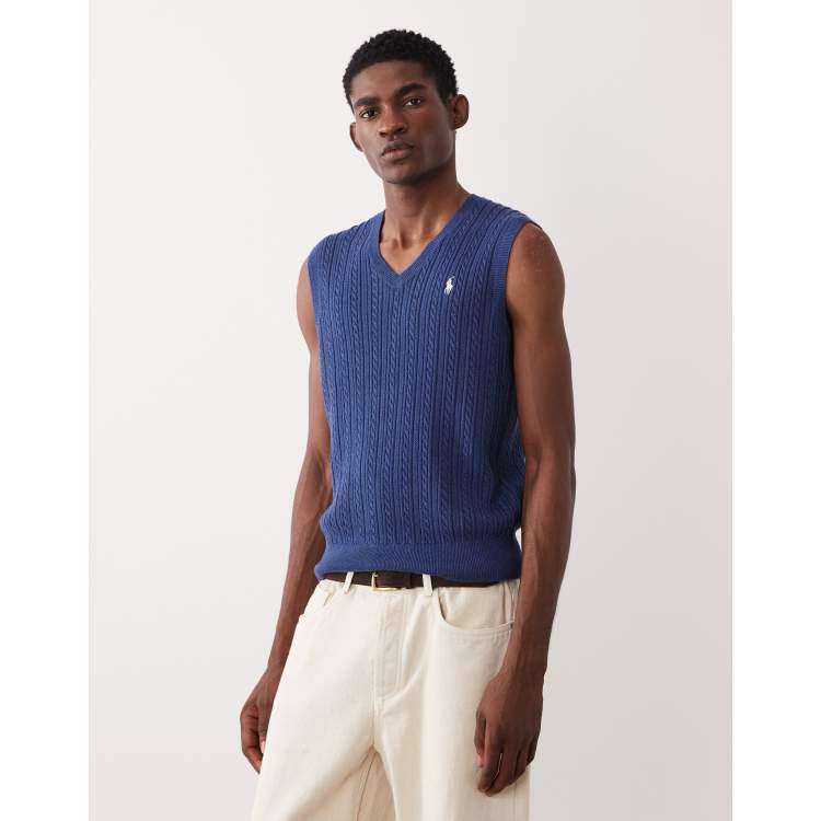 Polo Ralph Lauren icon logo cotton sweater vest in navy | ASOS