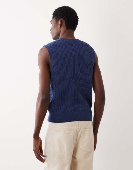 Polo Ralph Lauren icon logo cotton sweater vest in navy, 3 of 5