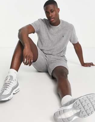 Polo Ralph Lauren icon logo cotton terry t-shirt in grey marl co-ord - ASOS Price Checker