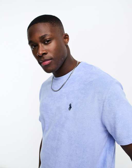 Polo Ralph Lauren icon logo cotton terry t shirt in light blue ASOS