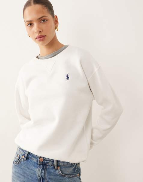 Polo Ralph Lauren icon logo crew neck sweater in white
