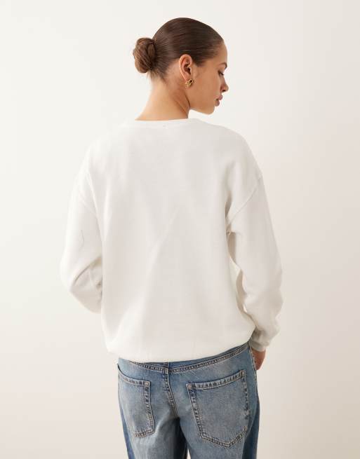 Polo Ralph Lauren icon logo crew neck sweater in white, 2 of 4