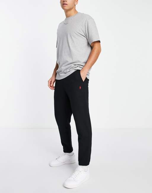 Polo Ralph Lauren icon logo cuffed trackies in black, 3 of 4