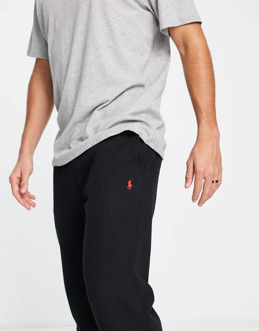 Polo Ralph Lauren icon logo cuffed trackies in black, 4 of 4