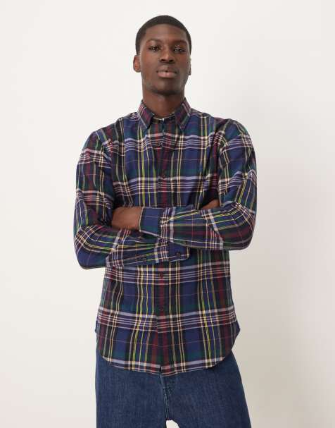 Polo Ralph Lauren icon logo custom fit check brushed oxford shirt in navy/wine - view 1