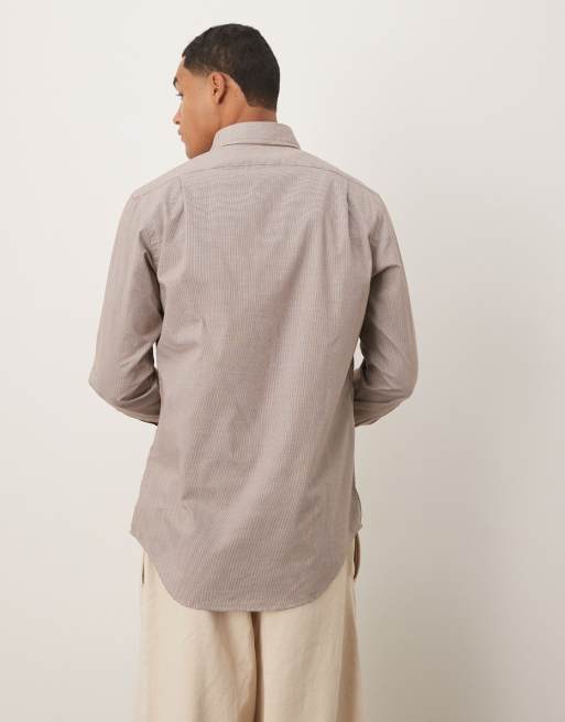 Polo Ralph Lauren icon logo custom fit check shirt in light brown, 3 of 5