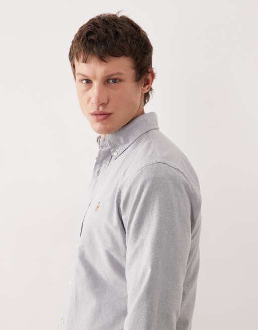 Polo Ralph Lauren icon logo custom fit oxford shirt grey, 4 of 5