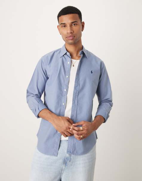 Polo Ralph Lauren icon logo custom fit shirt in blue - view 1