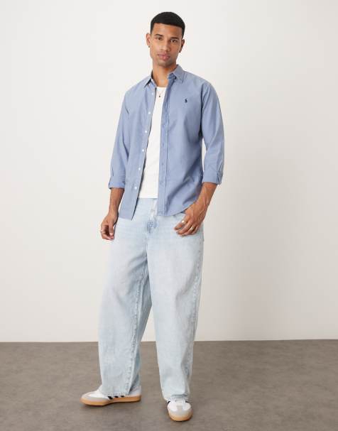 Polo Ralph Lauren icon logo custom fit shirt in blue - view 1