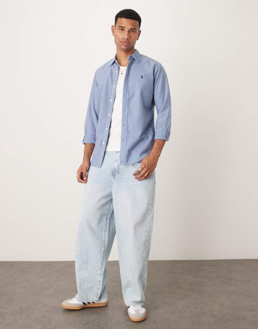 Polo Ralph Lauren icon logo custom fit shirt in blue
