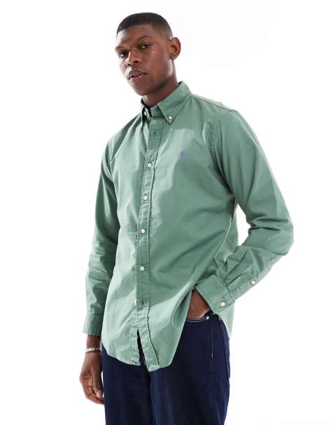 Polo Ralph Lauren icon logo custom fit shirt in green - view 1