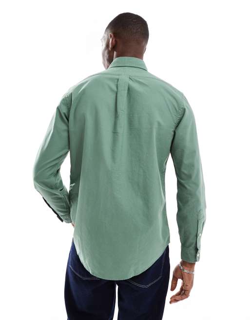 Polo Ralph Lauren icon logo custom fit shirt in green, 3 of 4