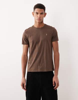 Polo Ralph Lauren Men's Brown Icon Logo Custom Fit T-Shirt In Marl