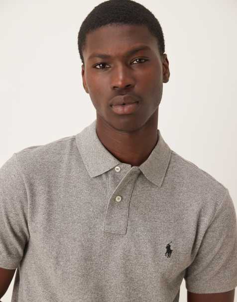 Polo Ralph Lauren icon logo custom slim fit pique polo in grey - view 1