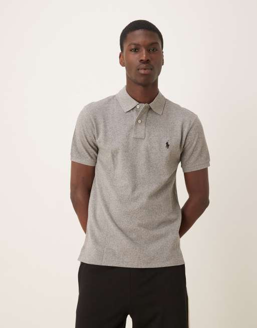 Polo Ralph Lauren icon logo custom slim fit pique polo in grey, 2 of 4