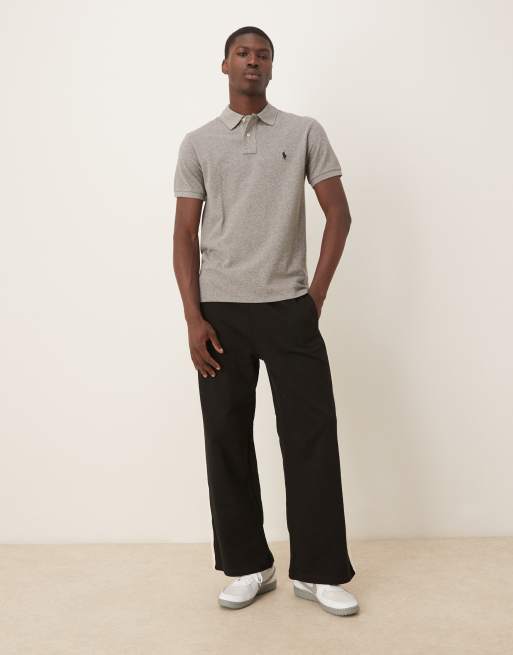 Polo Ralph Lauren icon logo custom slim fit pique polo in grey, 4 of 4