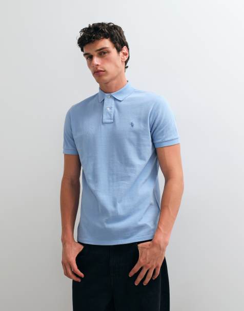 Polo Ralph Lauren icon logo custom slim fit pique polo in light blue - view 1