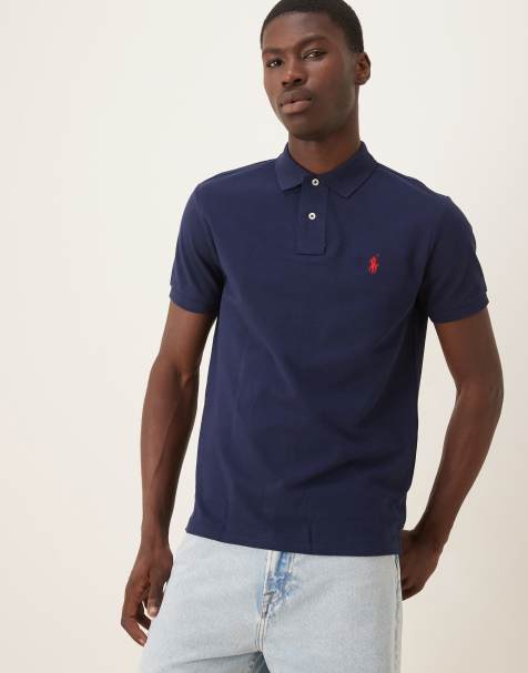 Polo Ralph Lauren icon logo custom slim fit pique polo in navy - view 1