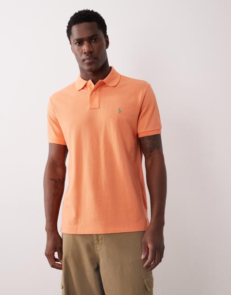 Polo Ralph Lauren icon logo custom slim fit pique polo in orange - view 1