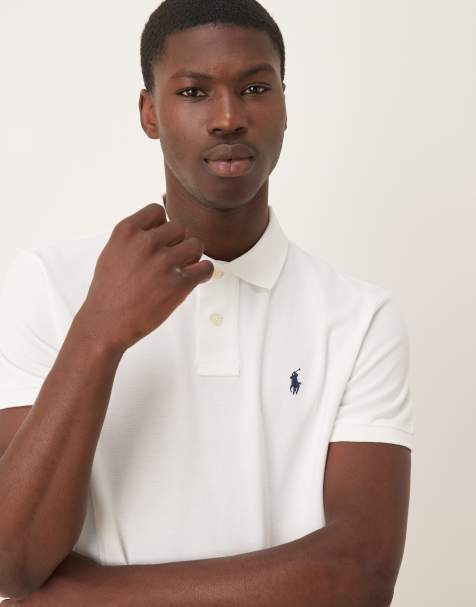 Polo Ralph Lauren icon logo custom slim fit pique polo in white - view 1