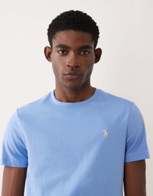 Polo Ralph Lauren icon logo custom slim fit t-shirt in mid blue, 5 of 5