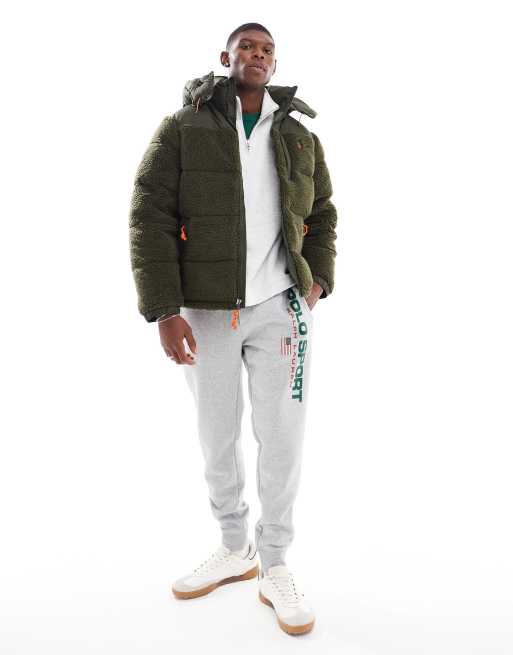 Polo Ralph Lauren icon logo detatchable hood sherpa borg puffer