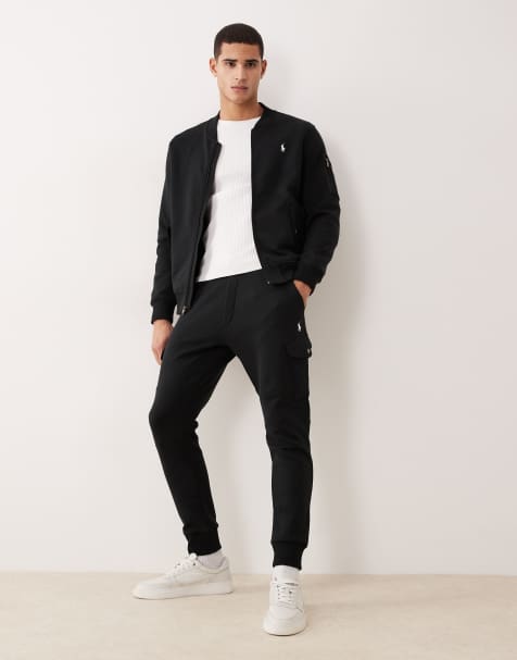 Polo Ralph Lauren icon logo double knit cargo joggers in black