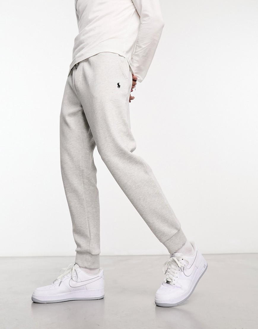 Polo Ralph Lauren icon logo double knit cuffed joggers in grey marl