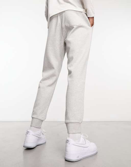 Polo Ralph Lauren icon logo double knit cuffed joggers in grey marl