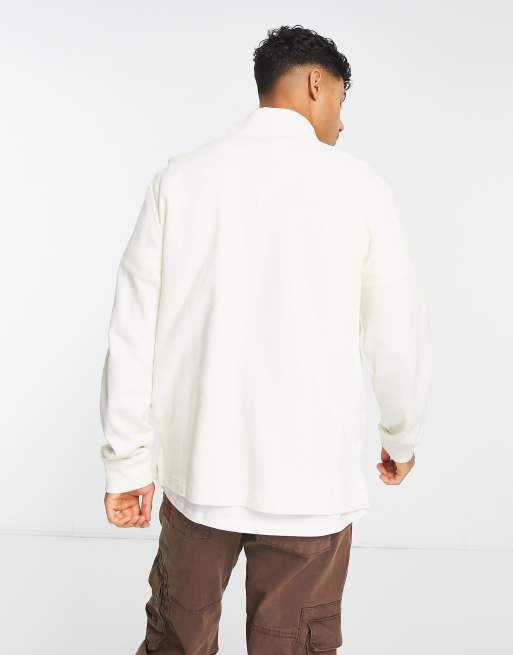 Polo Ralph Lauren icon logo double knit half zip sweatshirt in cream | ASOS