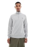 [Polo Ralph Lauren] Polo Ralph Lauren icon logo double knit half zip sweatshirt in grey marl M grey marle