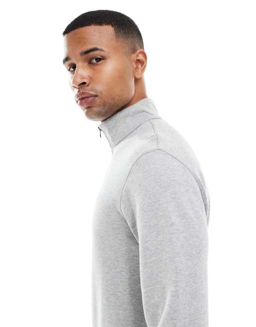 Polo Ralph Lauren icon logo double knit half zip sweatshirt in grey marl, 4 of 5