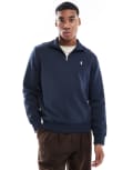 [Polo Ralph Lauren] Polo Ralph Lauren icon logo double knit half zip sweatshirt in navy XS navy