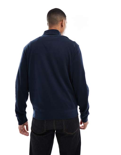 Polo Ralph Lauren icon logo double knit half zip sweatshirt in navy, 3 of 5