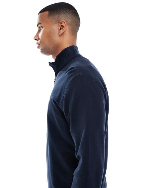 Polo Ralph Lauren icon logo double knit half zip sweatshirt in navy, 4 of 5