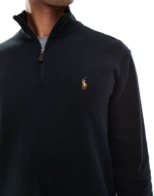 Polo Ralph Lauren icon logo double knit half zip sweatshirt in