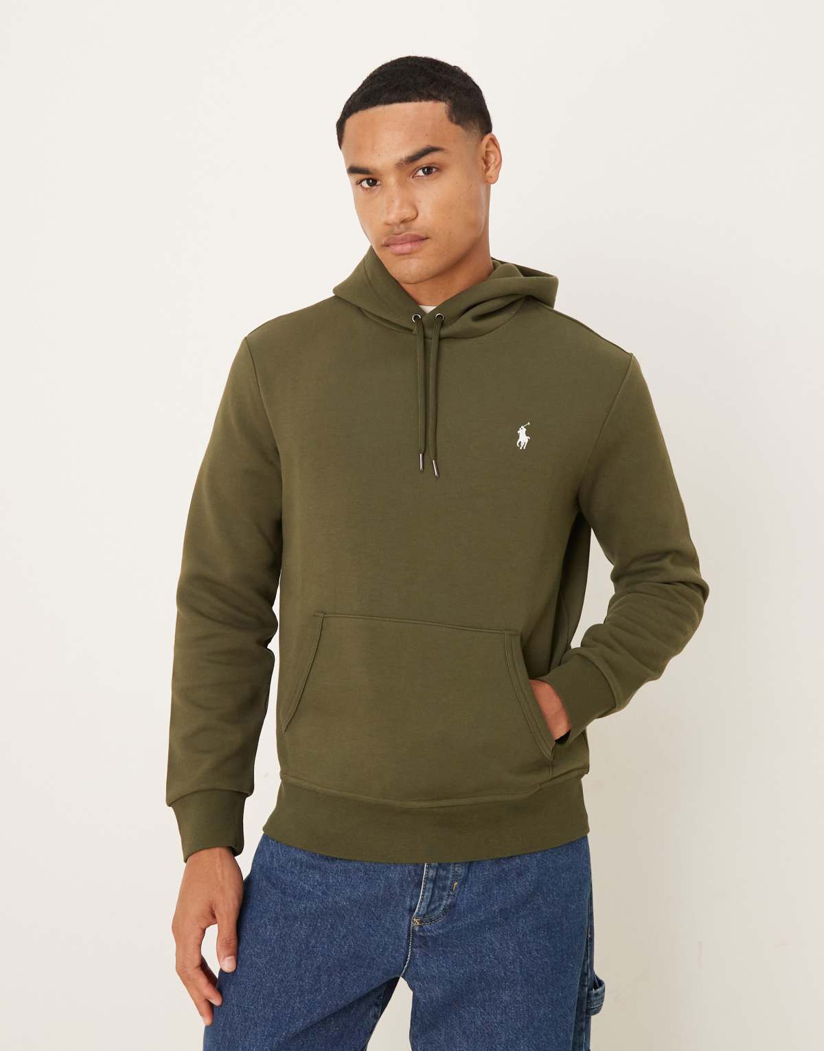 Polo Ralph Lauren icon logo double knit hoodie in olive green