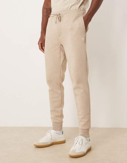 Polo Ralph Lauren icon logo double-knit joggers in beige, 2 of 5