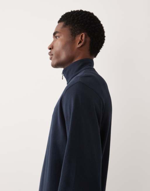 Polo Ralph Lauren icon logo double knit quarter zip sweatshirt in navy, 4 of 5