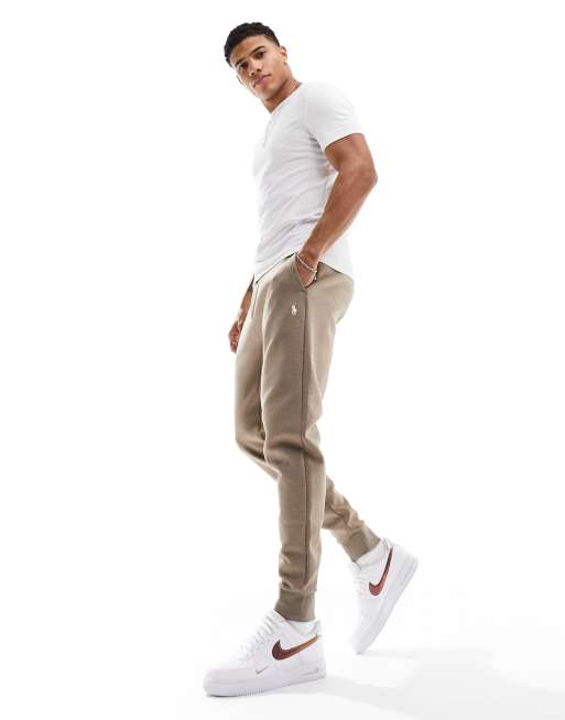 Men's Beige Cream Multi-pocket Gym Fitness Joggers Sweatpants