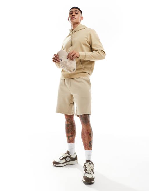 Polo Ralph Lauren icon logo double knit sweat shorts in camel CO