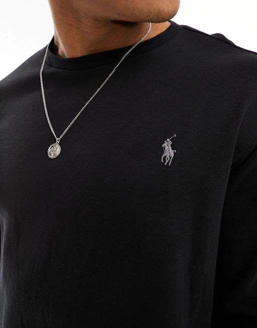 Polo Ralph Lauren Icon Logo Pima Cotton T-Shirt In Black Marl
