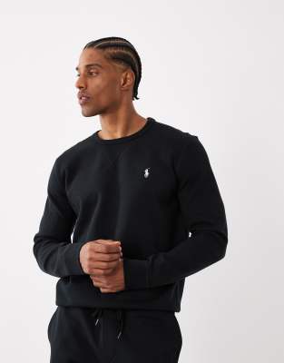 Polo Ralph Lauren Men's Black Icon Logo Double Knit Sweatshirt In