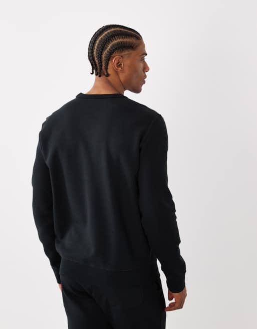 Polo Ralph Lauren icon logo double knit sweatshirt in black, 3 of 5
