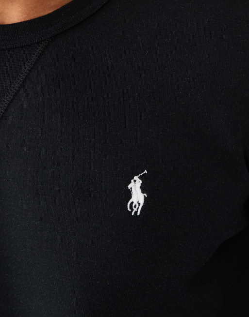Polo Ralph Lauren icon logo double knit sweatshirt in black, 5 of 5