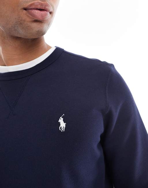 Polo Ralph Lauren icon logo double knit sweatshirt in navy, 4 of 5